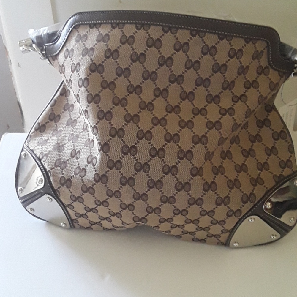 Women's Brown Jacquard Handbag - Picture 2 of 5